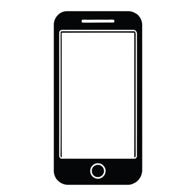 Smartphone frame border a black silhouette icon Transparent Screen and Background Png