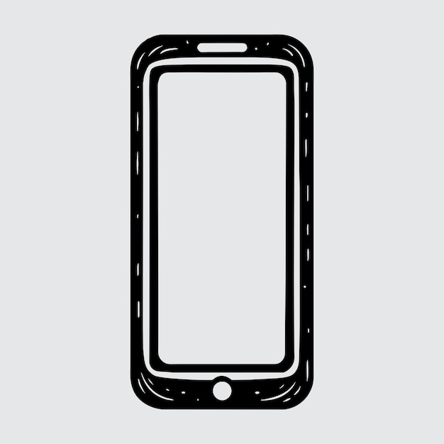 Smartphone frame border a black silhouette icon Transparent Screen and Background Png