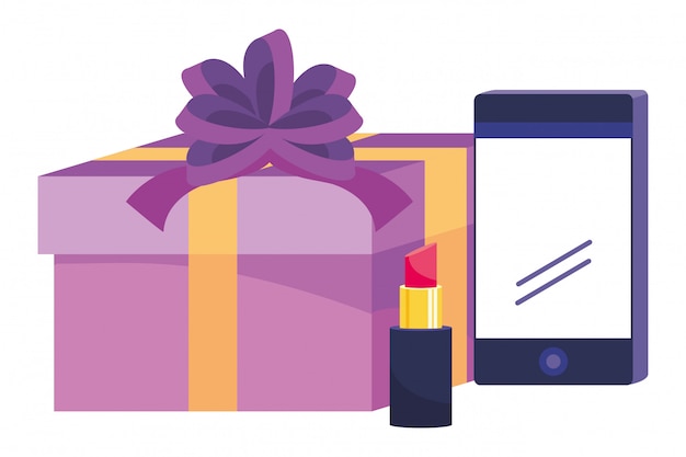 Smartphone and gift icon illustration