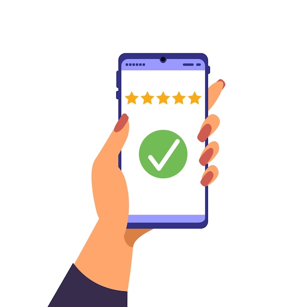 Smartphone in hand Rate five stars