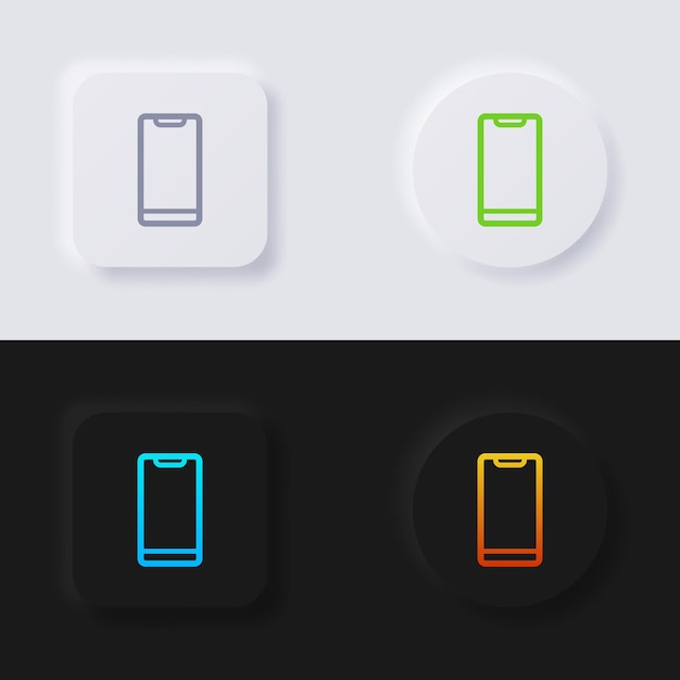 Smartphone icon set Multicolor neumorphism button soft UI Design for Web design Application UI and more Button Vector