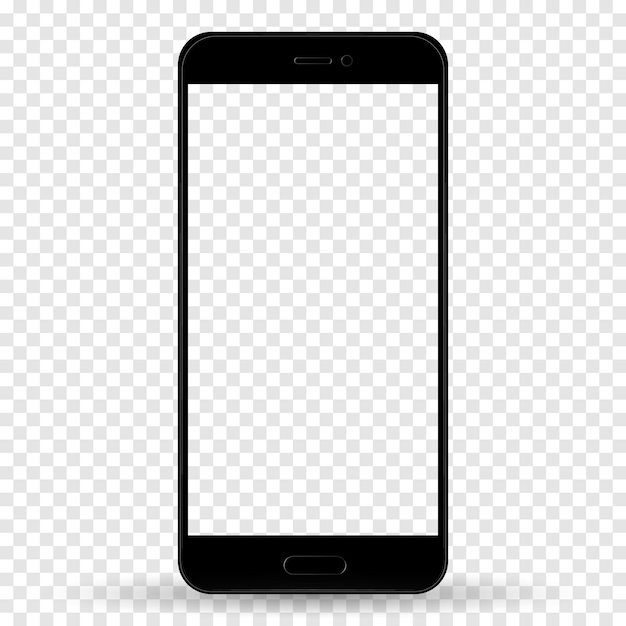 Smartphone in iphone style black color with blank touch screen isolated on transparent background stock vector illustration