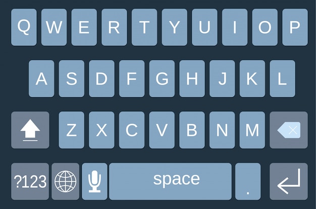 Vector smartphone keyboard, alphabet buttons