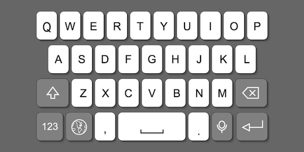 Smartphone keyboard, mobile phone keypad vector template