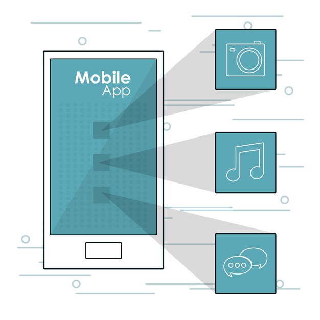 Smartphone mobile application symbols 