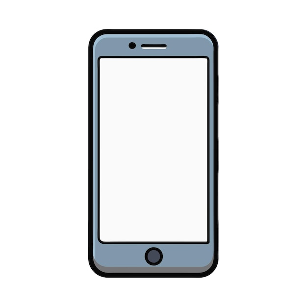 Smartphone mockup with white screen in a white background