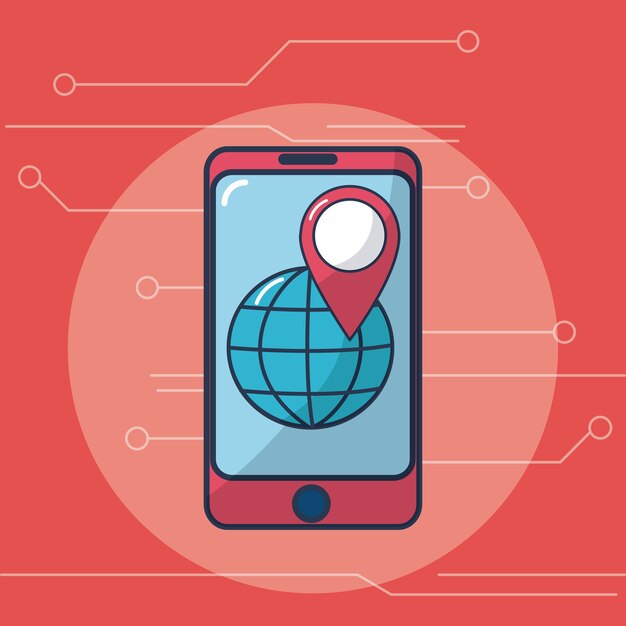 Smartphone navigating on internet vector ilustration