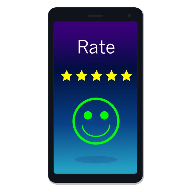 smartphone rating, five stars, positive evaluation concept