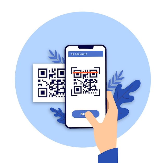 Vector smartphone scanning qr code