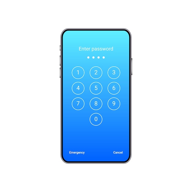 Smartphone screen lock template with numeric password