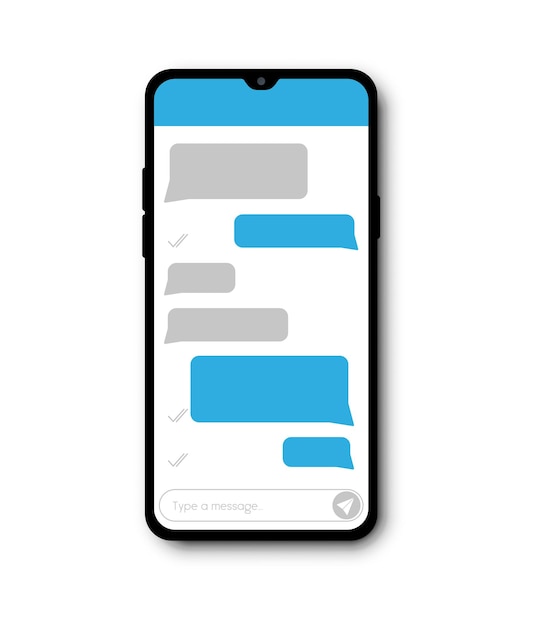 Smartphone screen with dialog chatting window template Vector illusration