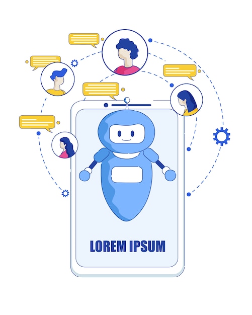 Smartphone Smart Chatbot Vector Flat Illustration.