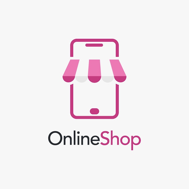 Smartphone and store element for online shopping logo design