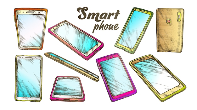 Smartphone Technology Gadget Set Color