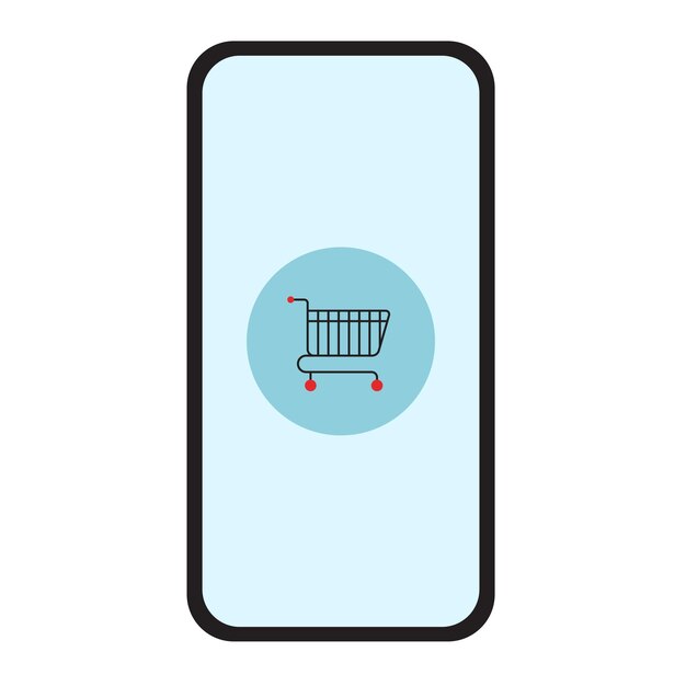 Smartphone and trolley cart icon