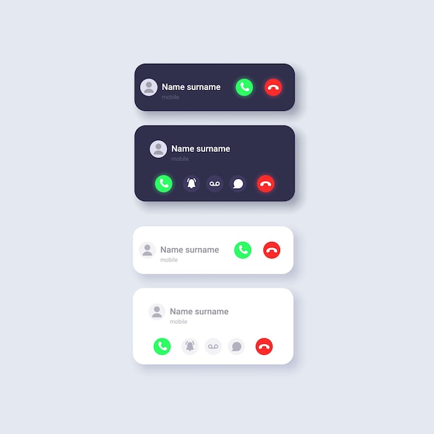 Smartphone user interface concept template Call design on phone display