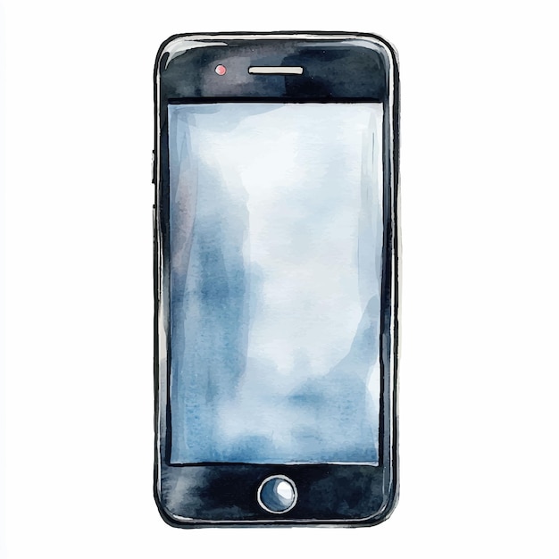 Vector smartphone watercolor clipart illustration isolated