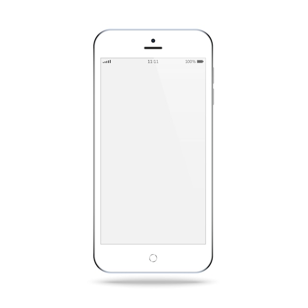 Smartphone white color with blank touch screen isolated on white background. mockup of realistic and detailed mobile phone