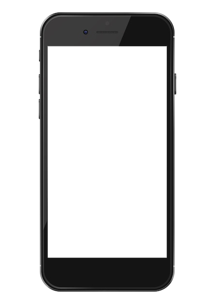 Smartphone with blank screen isolated on white