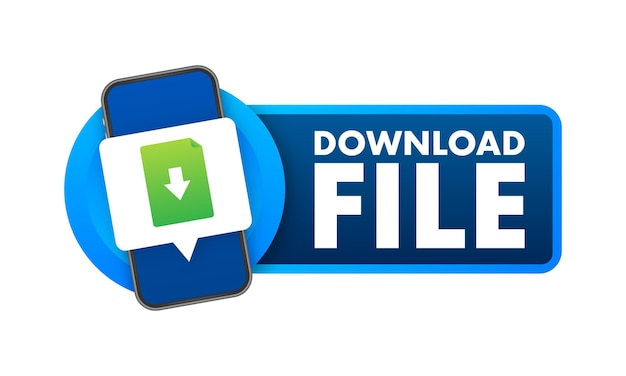 Smartphone with file download Downloading process concept Vector illustration