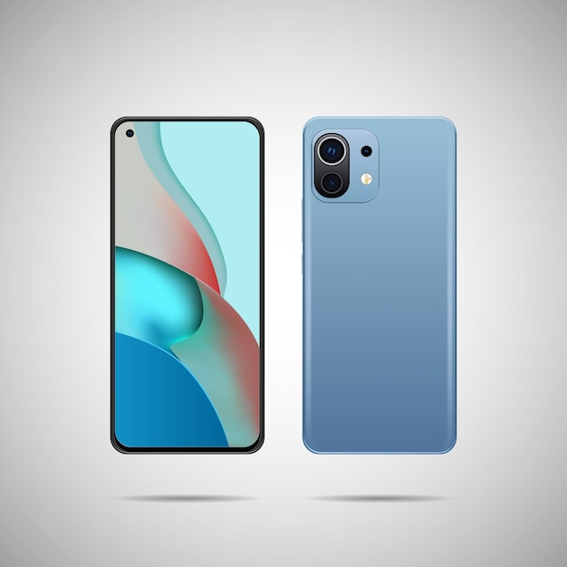 Vector smartphones. front and back view illustration.