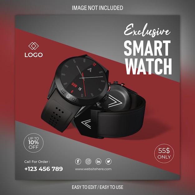 Smartwatch banner and social media ads banner design template