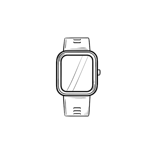 Smartwatch hand drawn outline doodle icon. Smart accessory and digital watch, wireless gadget concept. Vector sketch illustration for print, web, mobile and infographics on white background.