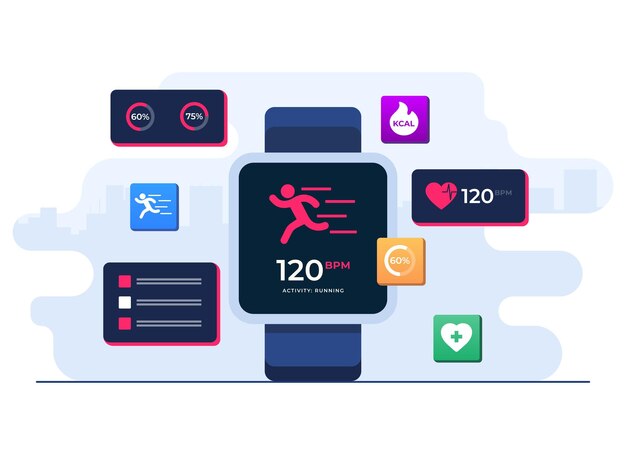 Vector smartwatch healthcare concept