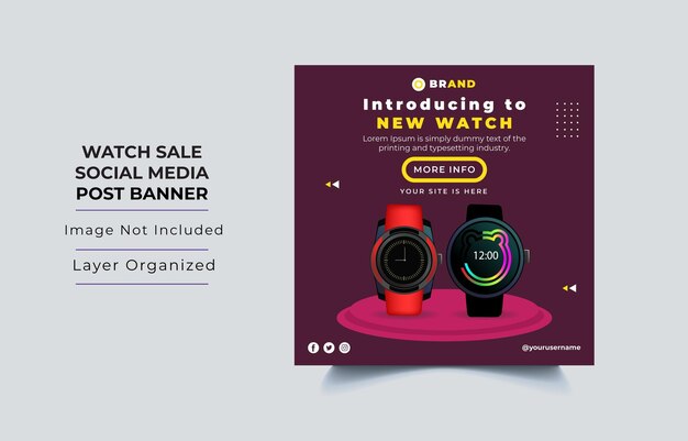 Vector smartwatch sale for social post template social media banner templates