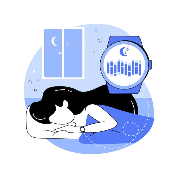 Smartwatch sleep tracking isolated cartoon vector illustrations