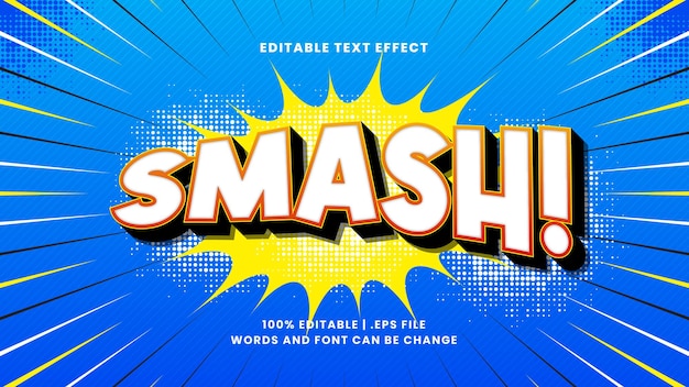 Smash comic editable text effect with cartoon text style