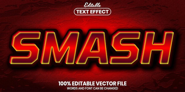 Smash text, font style editable text effect