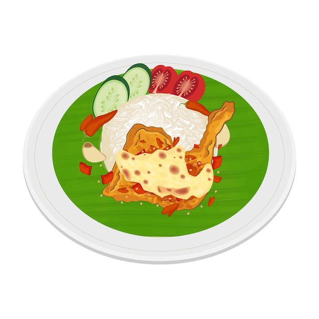 Smashed chicken or ayam geprek mozzarella vector illustration logo