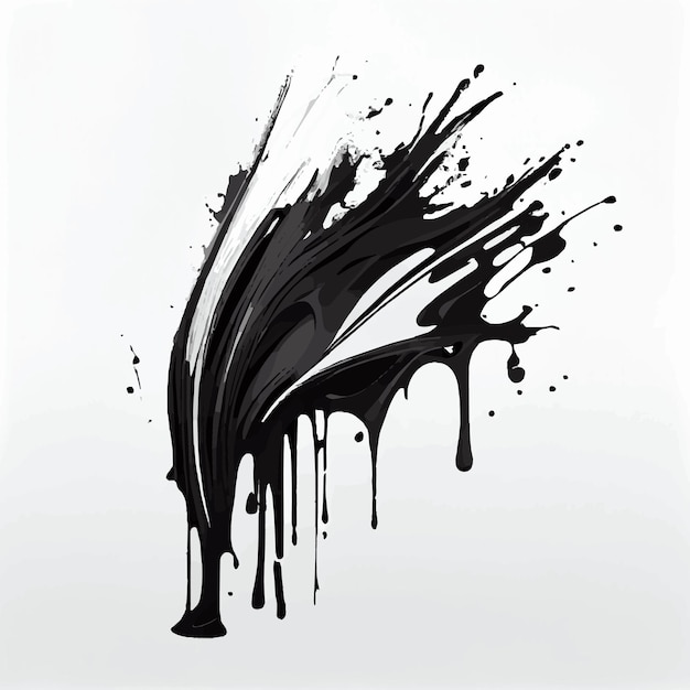 Smears blots of black paint on a white background dark colors Vector