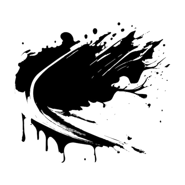 Smears blots of black paint on a white background dark colors Vector