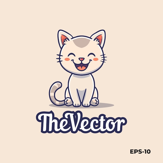 Smile cat is sitting logo vector mascot character cartoon illustration