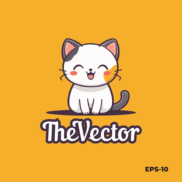 Smile cat sitting logo vector mascot character cartoon illustration