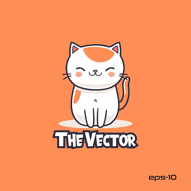 Smile cat sitting logo vector mascot character cartoon illustration