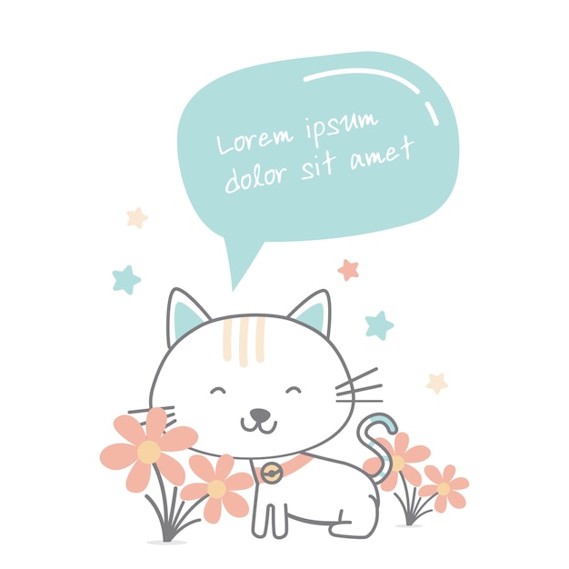 Smile cute cat illustration with speech bubble