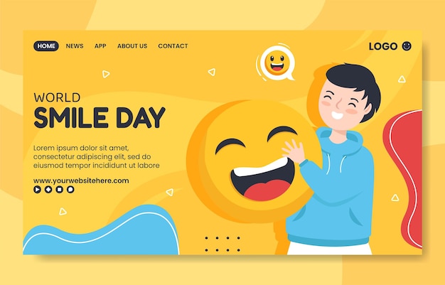 Smile Day Social Media Landing Page Cartoon Hand Drawn Templates Background Illustration