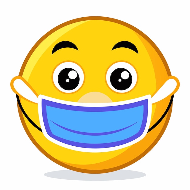 Smile emoji wearing face mask vector on white background