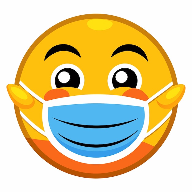 Smile emoji wearing face mask vector on white background