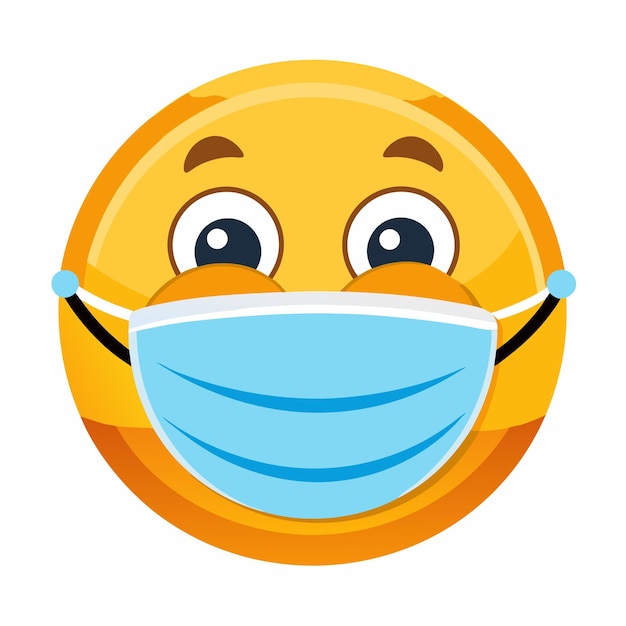 Smile emoji wearing face mask vector on white background