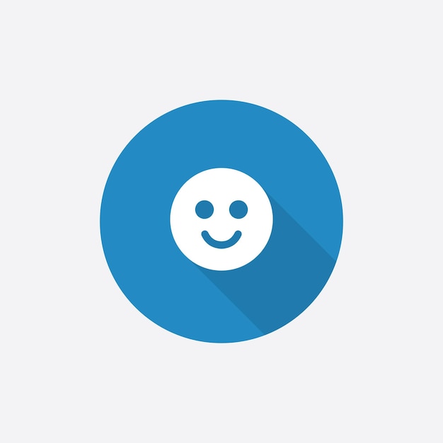 Smile Flat Blue Simple Icon with long shadowxA