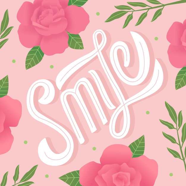 smile lettering with flower ornament