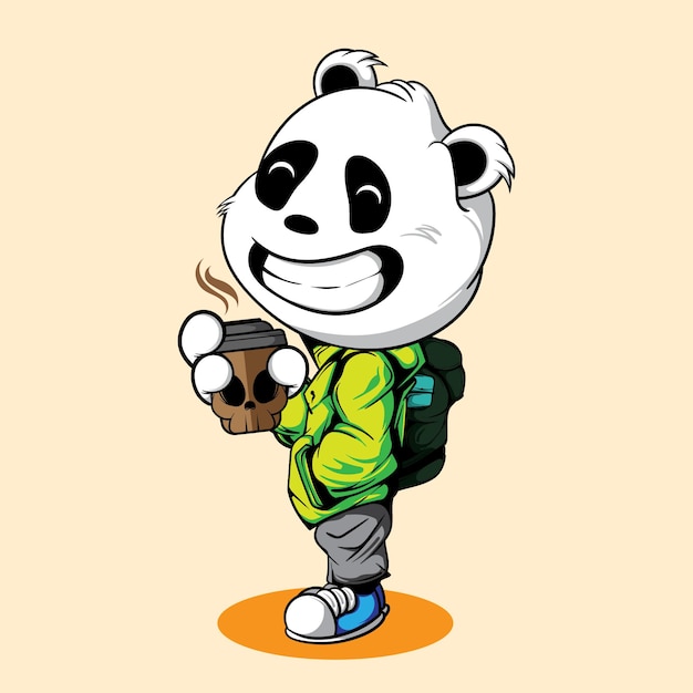 SMILE PANDA WITH SKULL COFFEE CUP