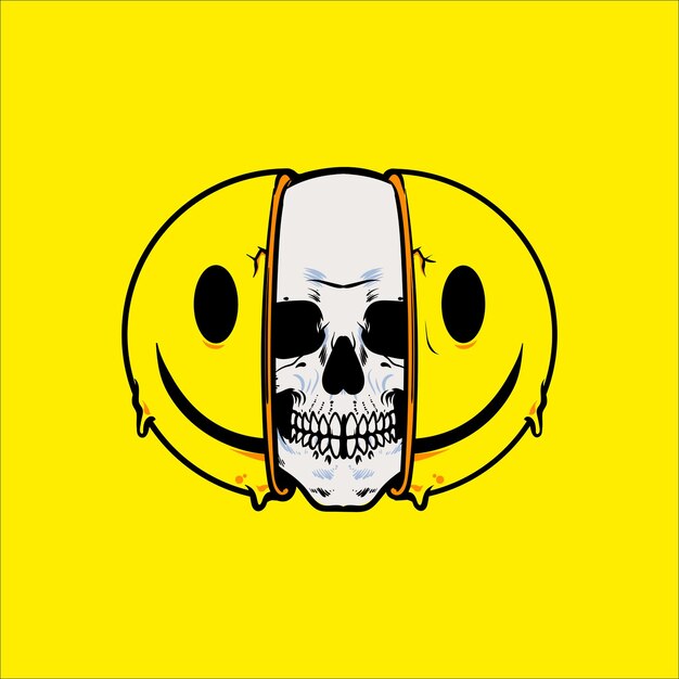 Vector smile skull face vector illustration