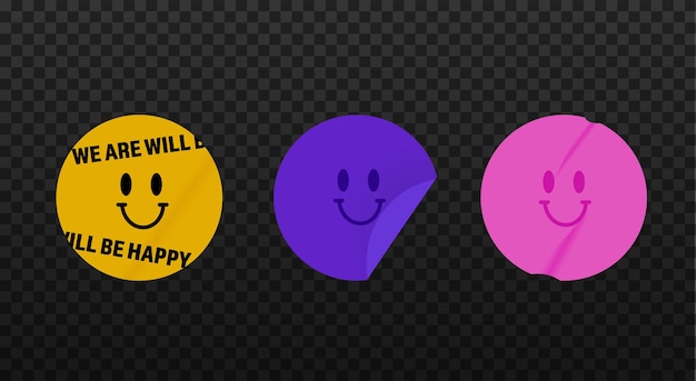 The smile stickers collection. The old template for modern designs.