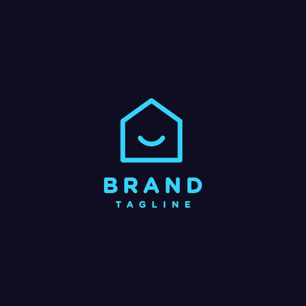 Smile Symbol On Home Icon Logo Design Joyful smiling House Icon Logo Design