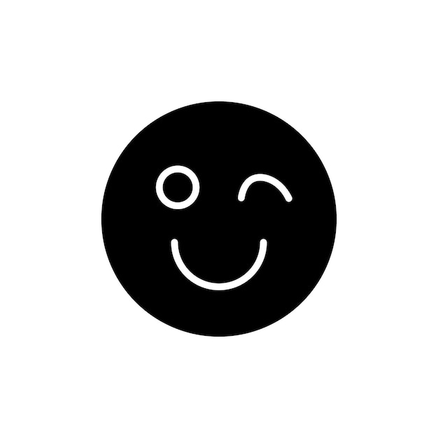 Vector smile wink icon set wink eye smiley vector symbol blink eye face emoji icon in black filled and outlined style